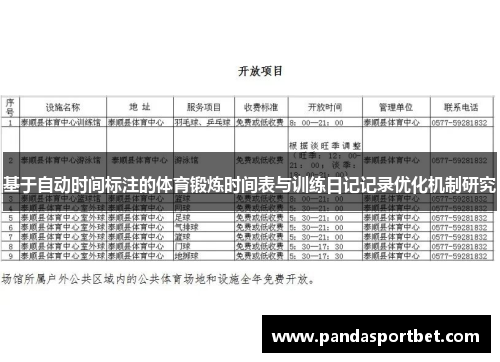基于自动时间标注的体育锻炼时间表与训练日记记录优化机制研究